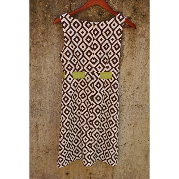 Willow Glenn New York Brown & White Diamond Print Sleeveless Dress – Size 6 - Picture 4 of 5
